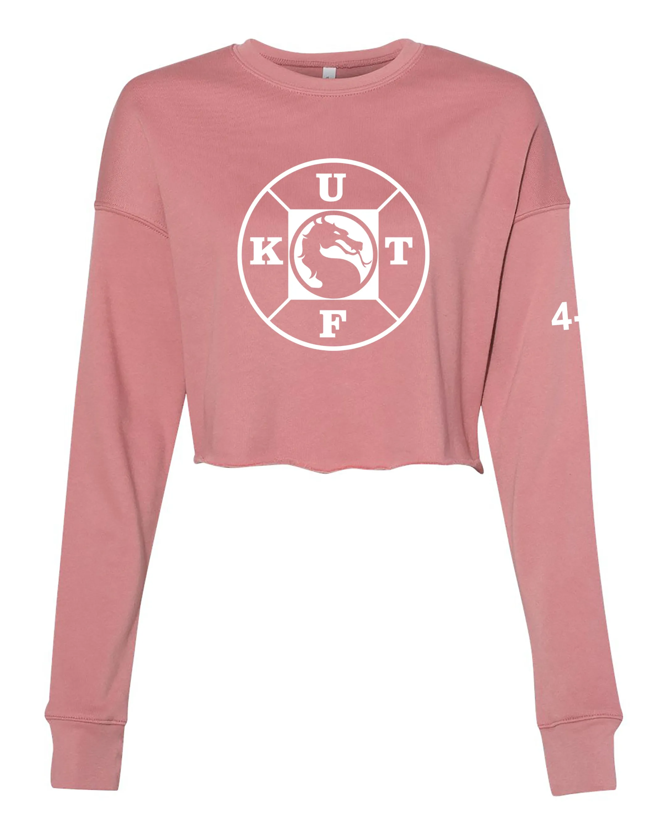 Dragon Front Women's Cropped Crew Fleece, (Text on Back). Comes in different colors and designs