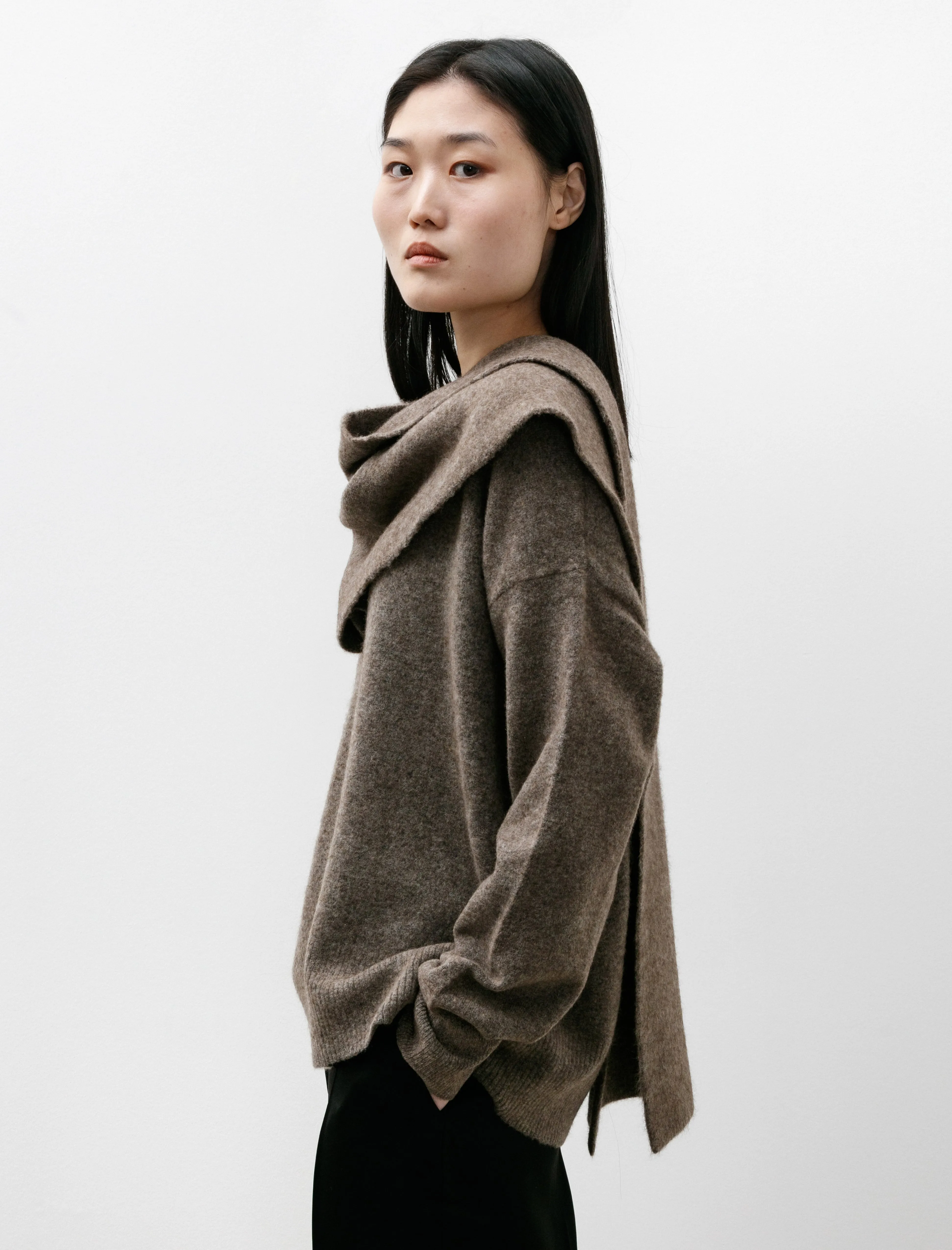 Draped Scarf Knit Truffle