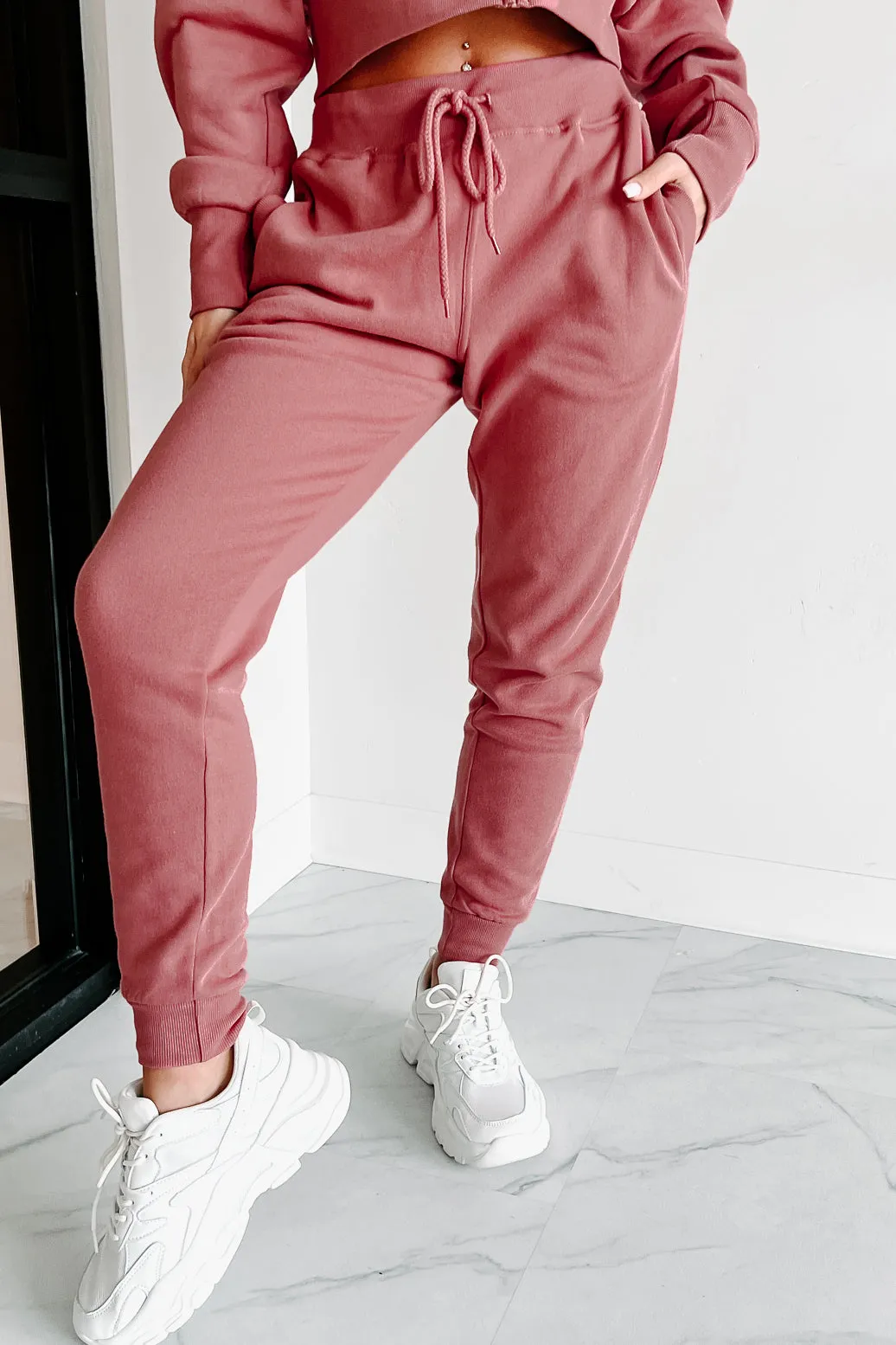 Dynamic Duo Fleece Zip-Up Hoodie & Jogger Set (Begonia Pink)