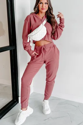 Dynamic Duo Fleece Zip-Up Hoodie & Jogger Set (Begonia Pink)