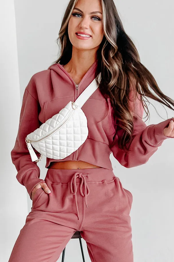 Dynamic Duo Fleece Zip-Up Hoodie & Jogger Set (Begonia Pink)