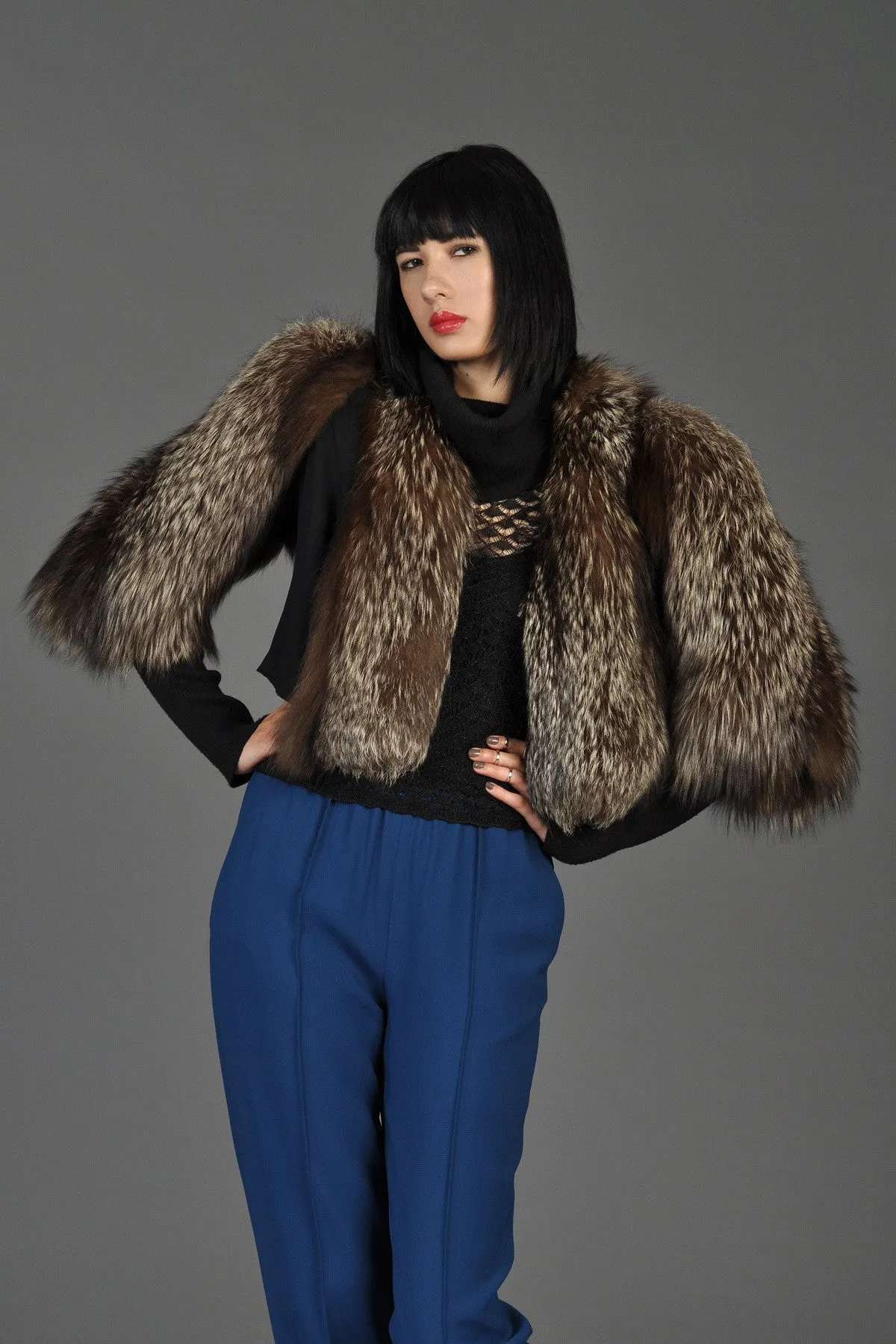 Edward Molyneux 1930s Silver Fox Fur Bolero