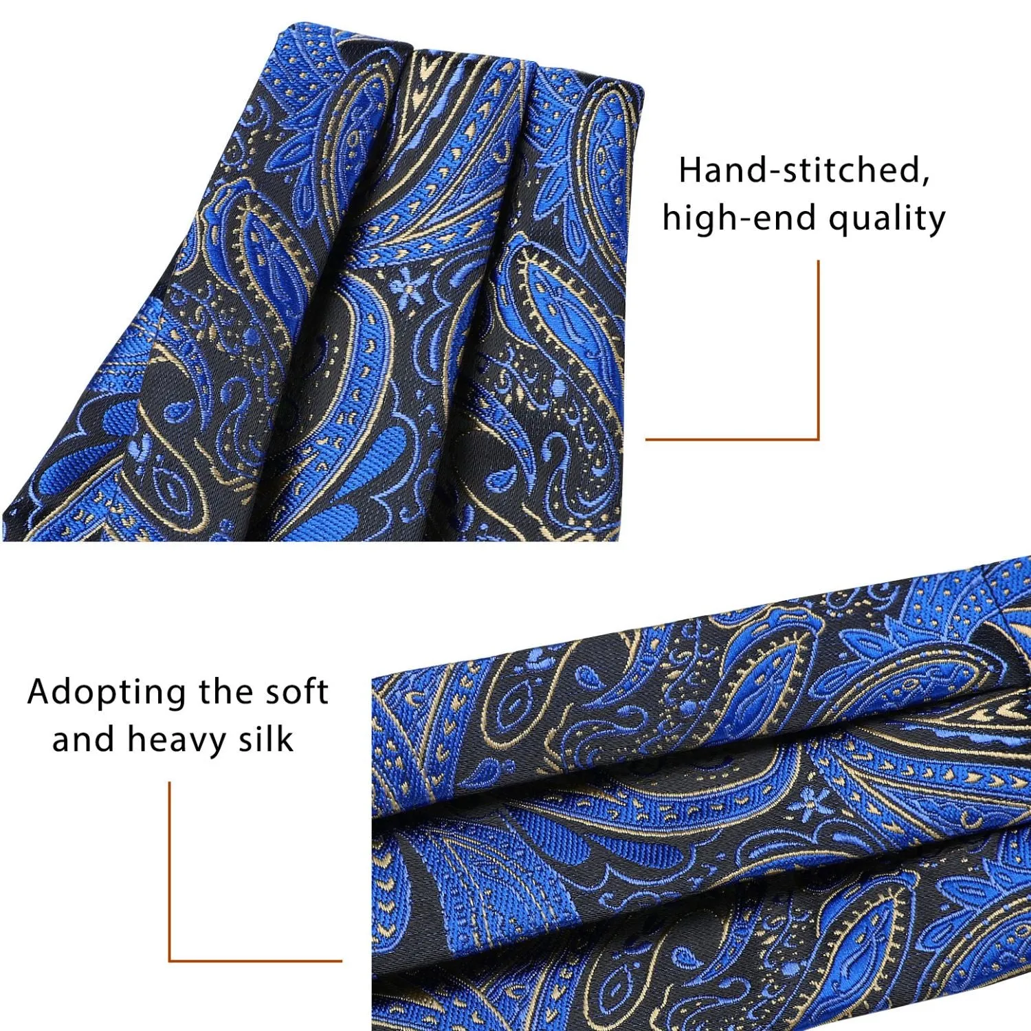 Floral Paisley Ascot Cravat Scarf - A-01 NAVY BLUE BLACK