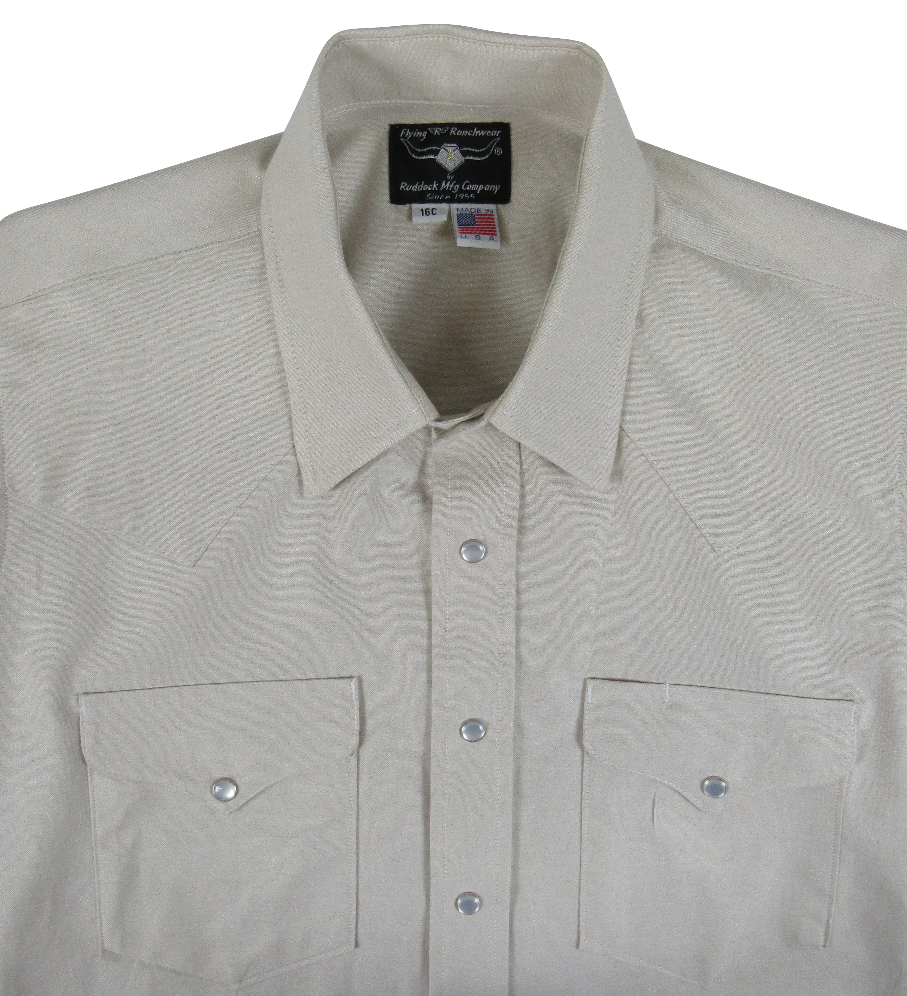 Flying R Ranchwear - Solid - Sand Oxford - Short Sleeve - Snaps