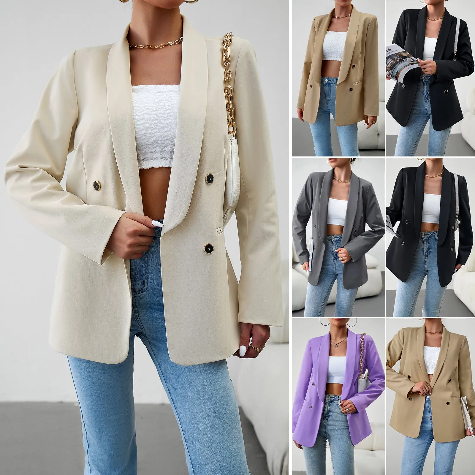 Flytonn-Fall Outfits Women Outwear Streetwear -women's outerwear women's coat Women's Fashion Solid Color Casual Blazer