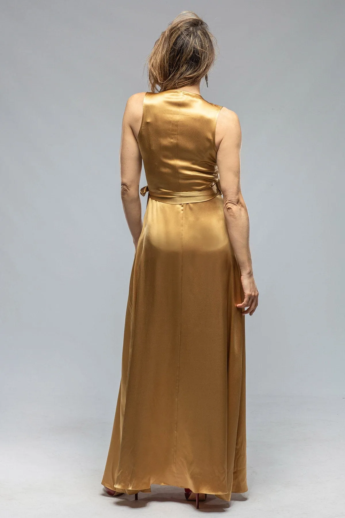 Frontward Wrap Dress In Gold