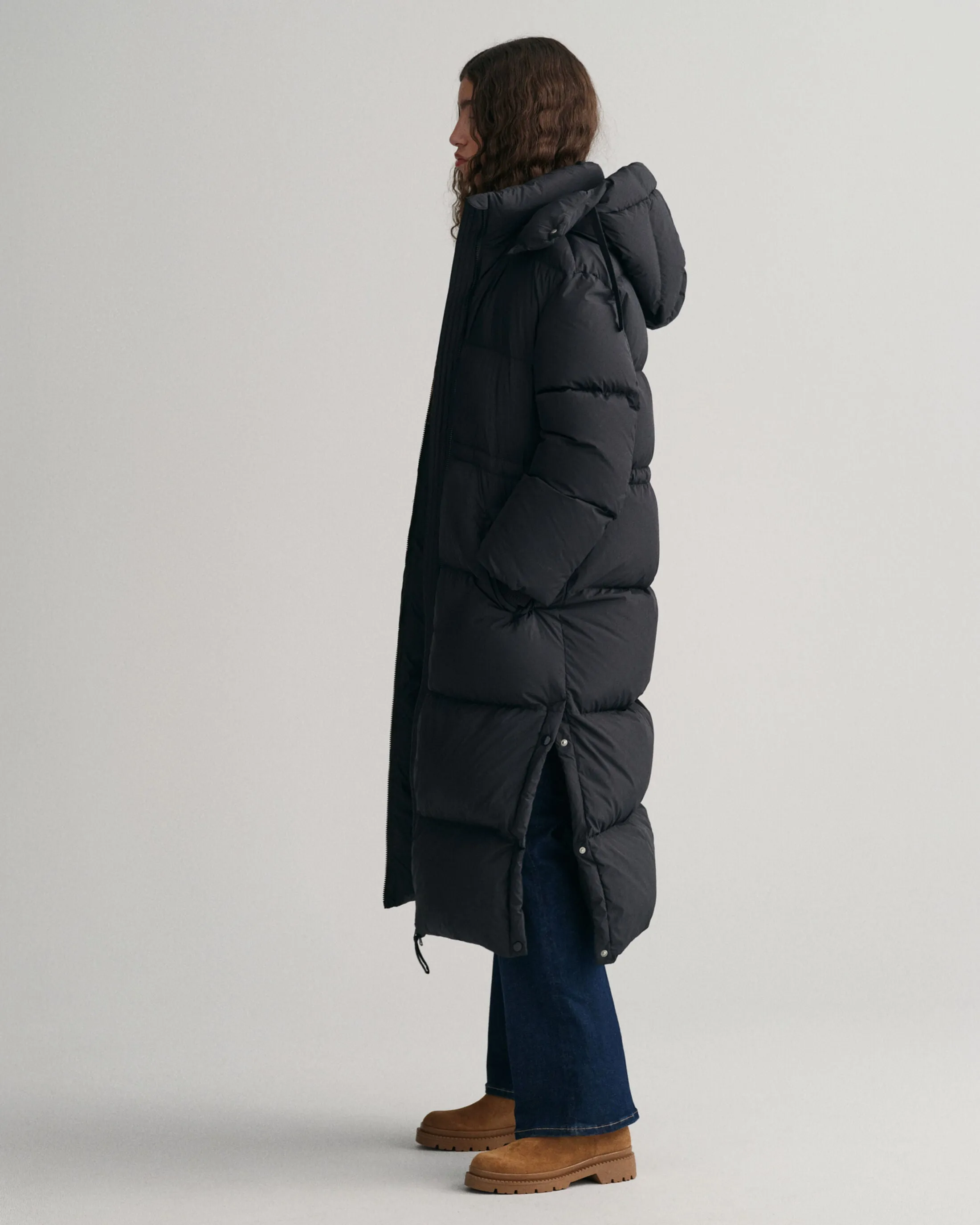 Full Length Down Coat - Ebony Black