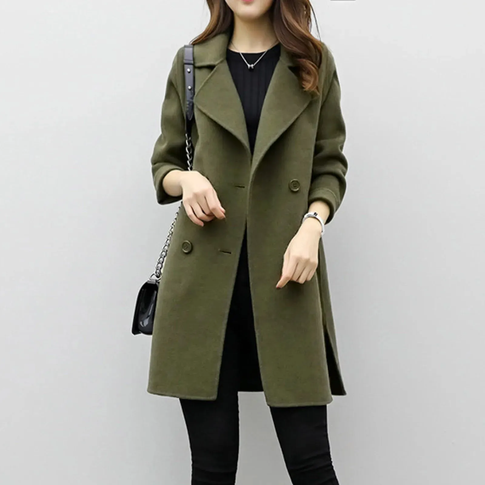 Green Long Casual Winter Jacket Women