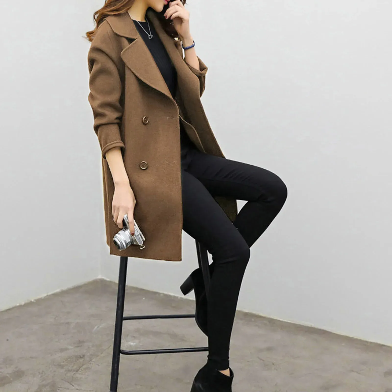 Green Long Casual Winter Jacket Women