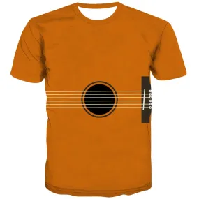 Guitar T shirts Men Music Tshirts Novelty Wooden Tshirt Anime Metal Tshirts Cool