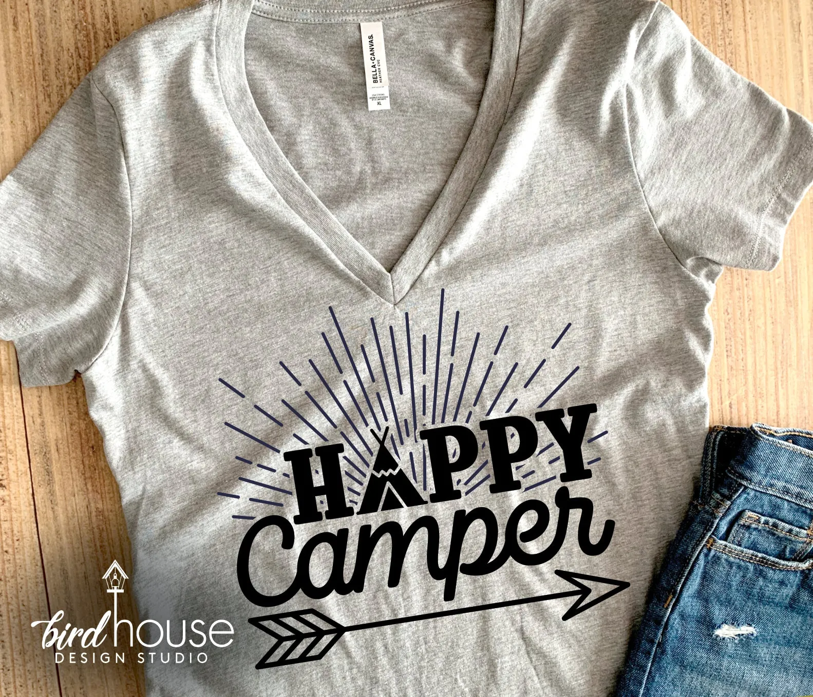 Happy Camper shirt, Cute Vacation Tee, Arrow, Any Color or Style