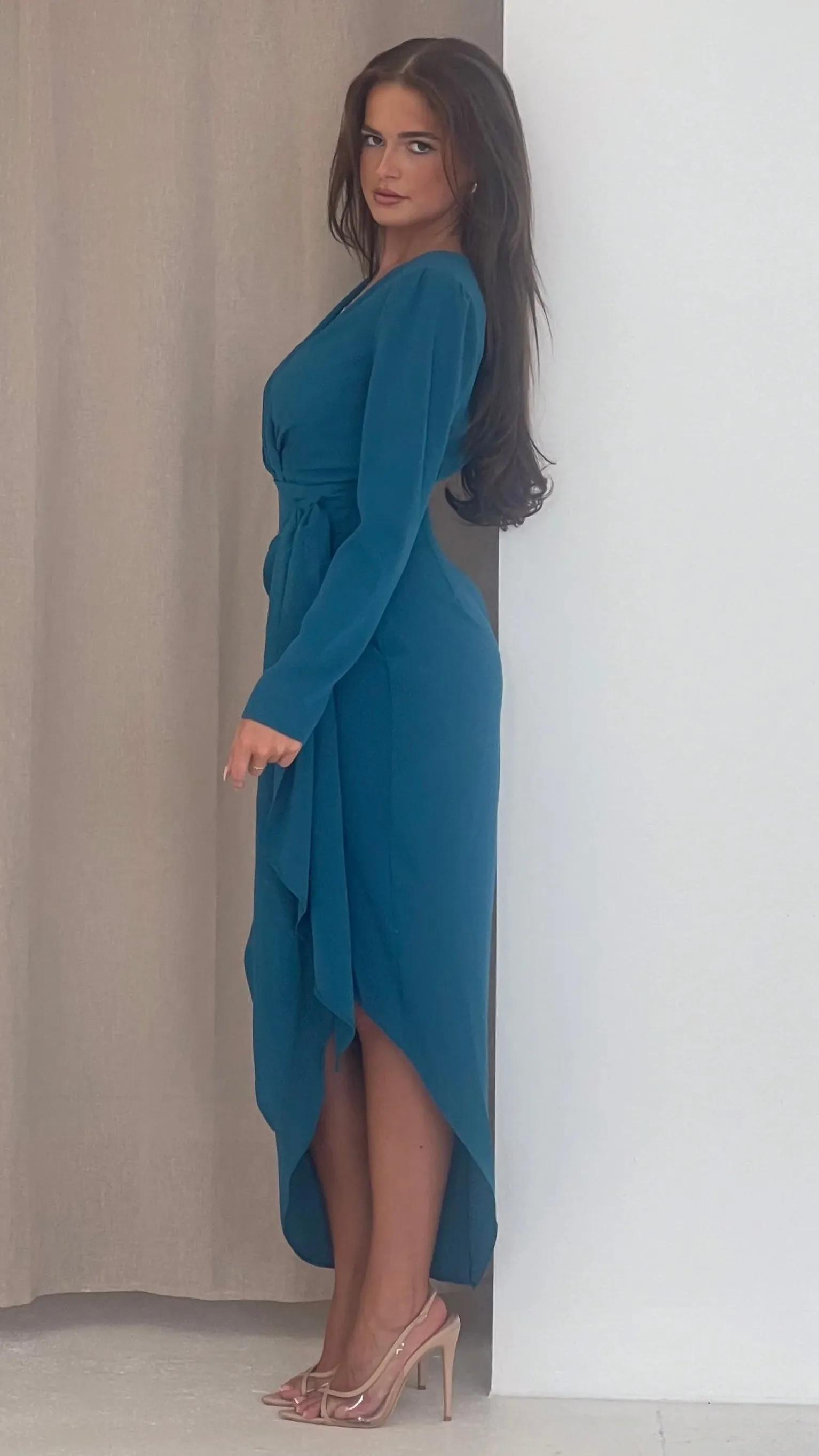 Harley Teal Wrap Maxi Dress