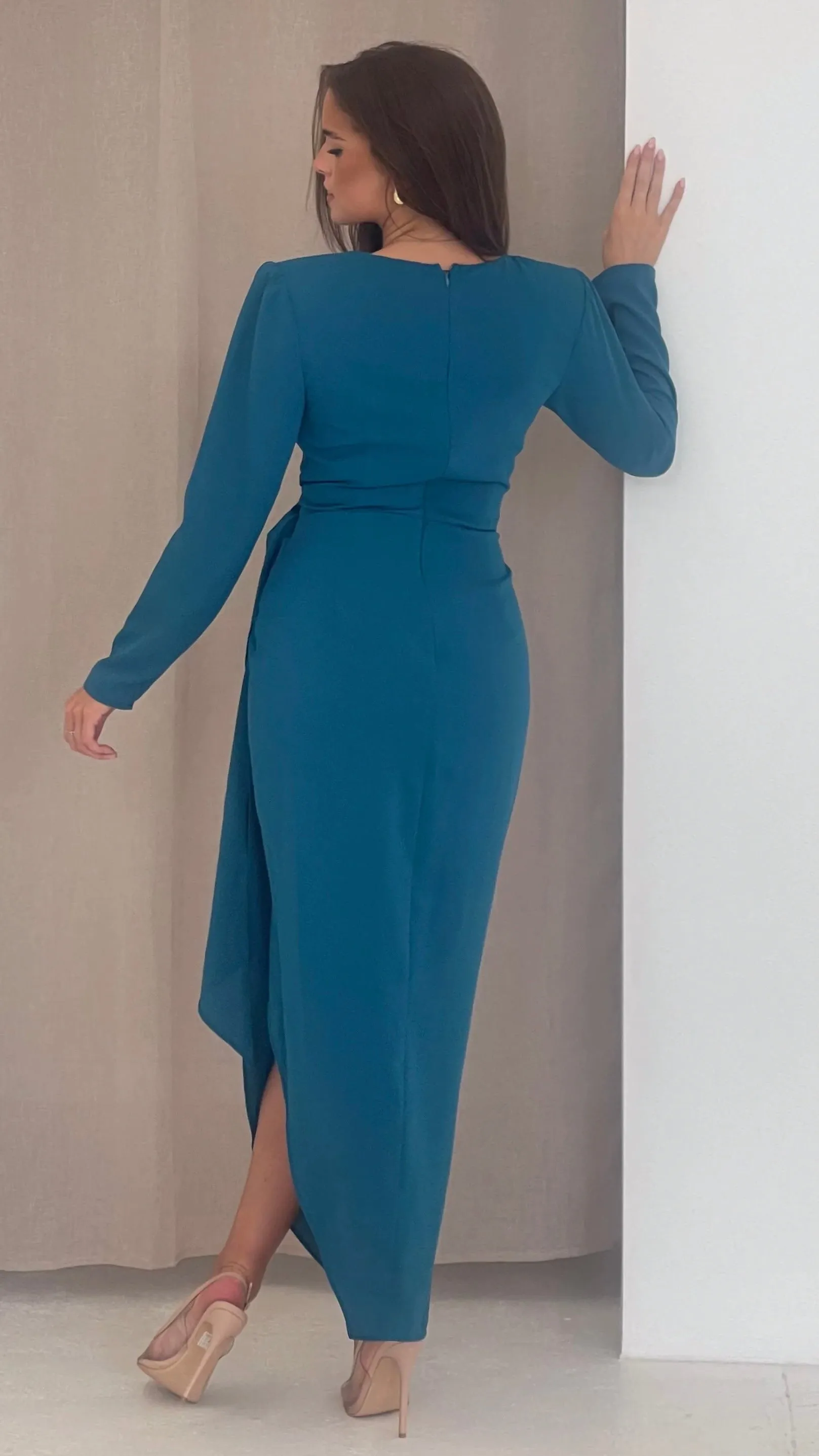 Harley Teal Wrap Maxi Dress