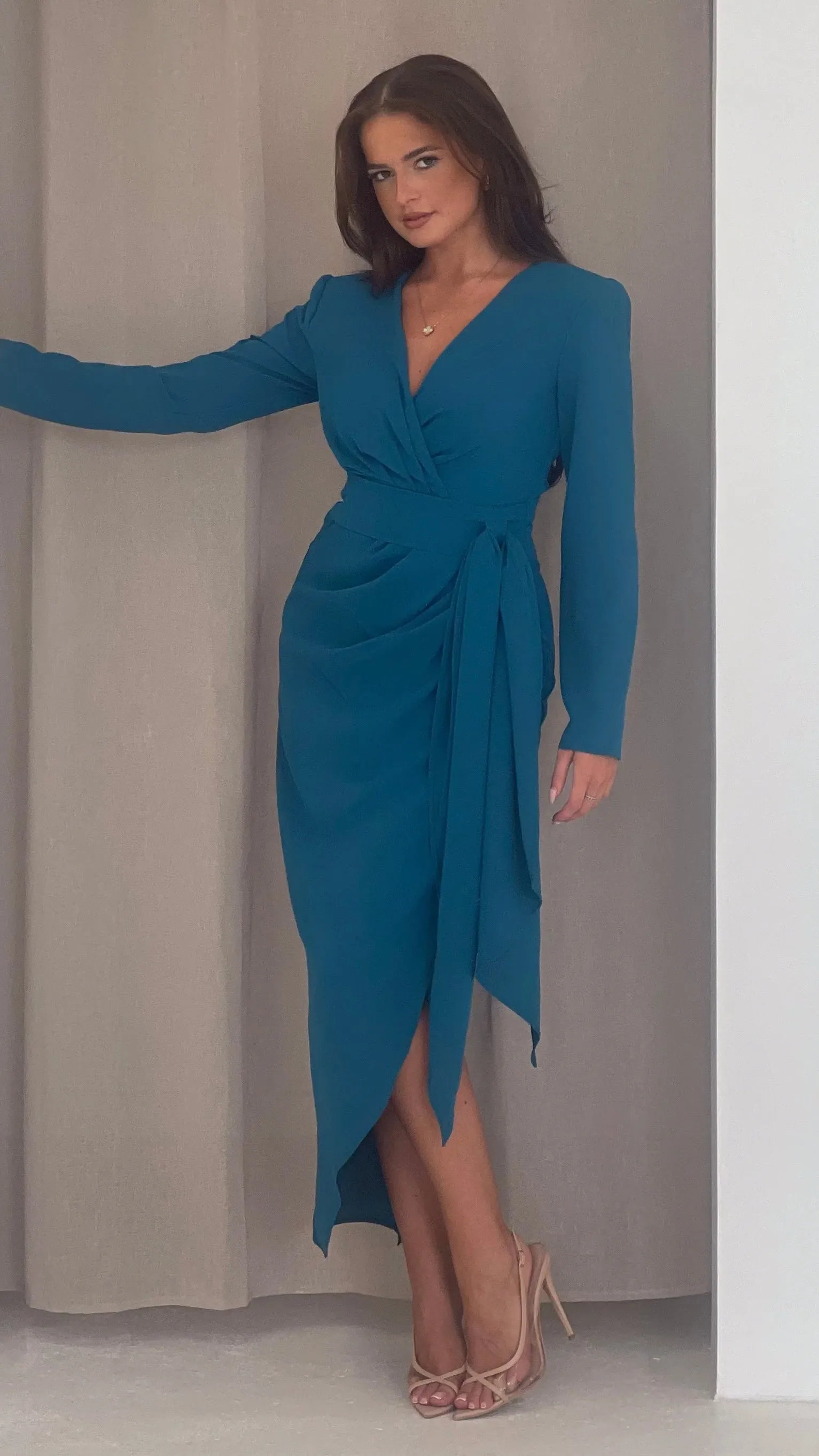 Harley Teal Wrap Maxi Dress