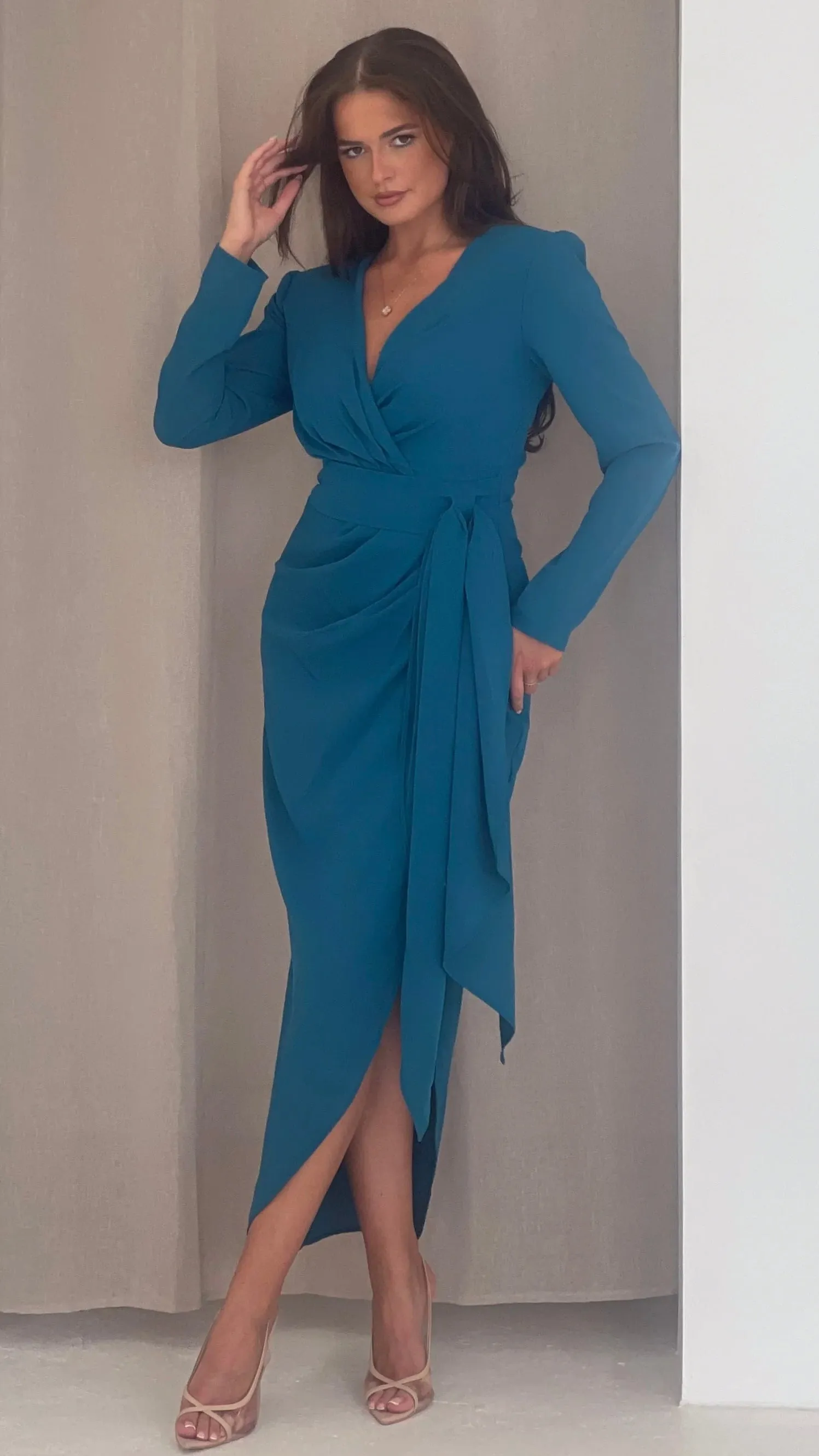 Harley Teal Wrap Maxi Dress