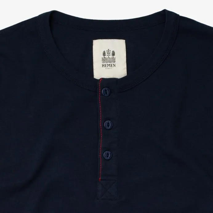 HARRI | Organic Long Sleeve Henley | Deep Marine