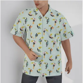 Hawaiian Shirt Men, Bird Print Shirt, Animal Print Shirt Men, Animal Shirt Men, Blue Shirt Men, Men's Tropical Shirt, Tropical Print Top Men