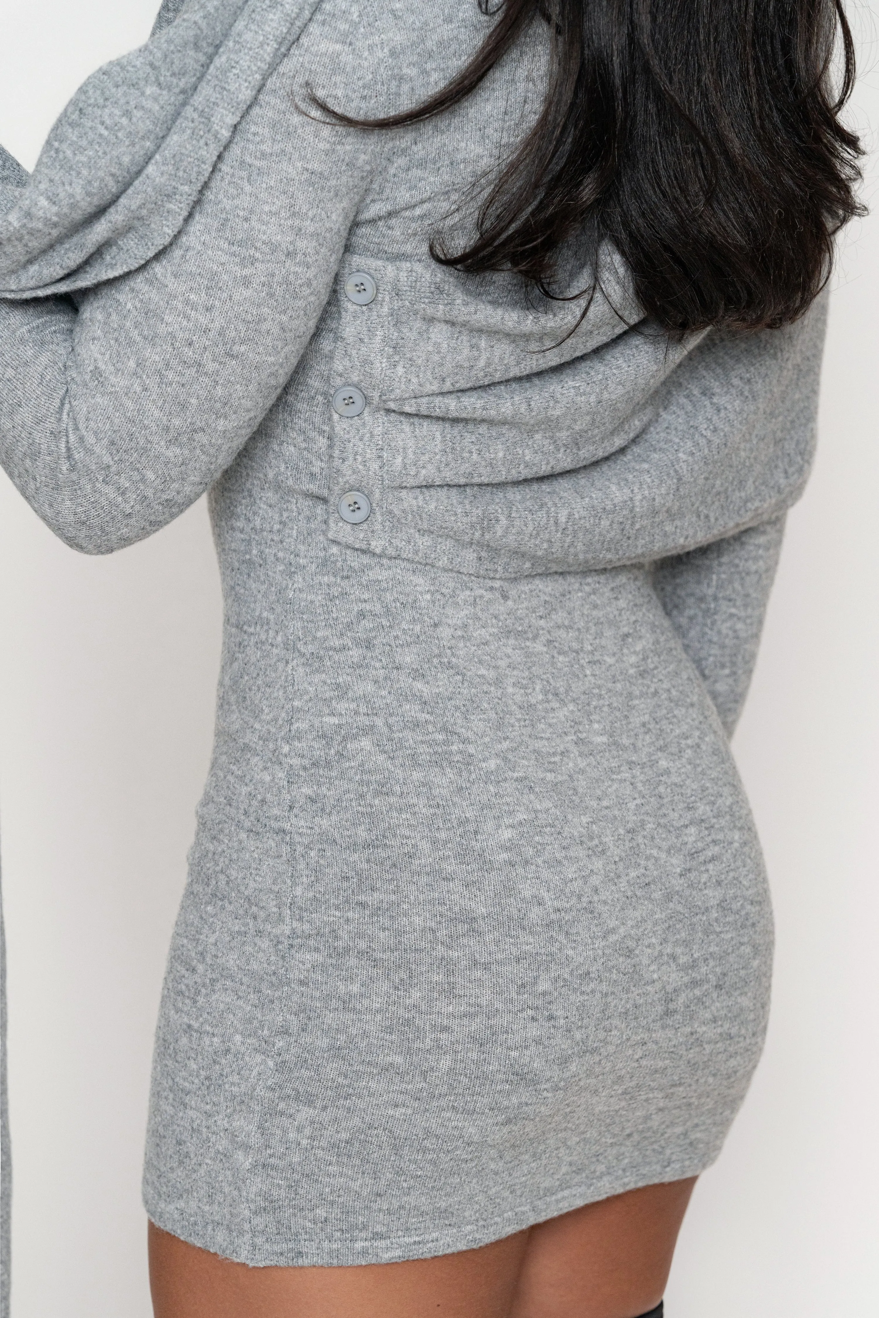 Heather Grey Scarf Draped Mini Dress