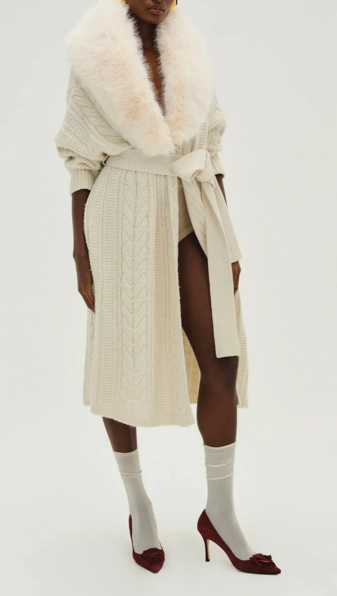 Helena Oversized Knit Coat - Cream