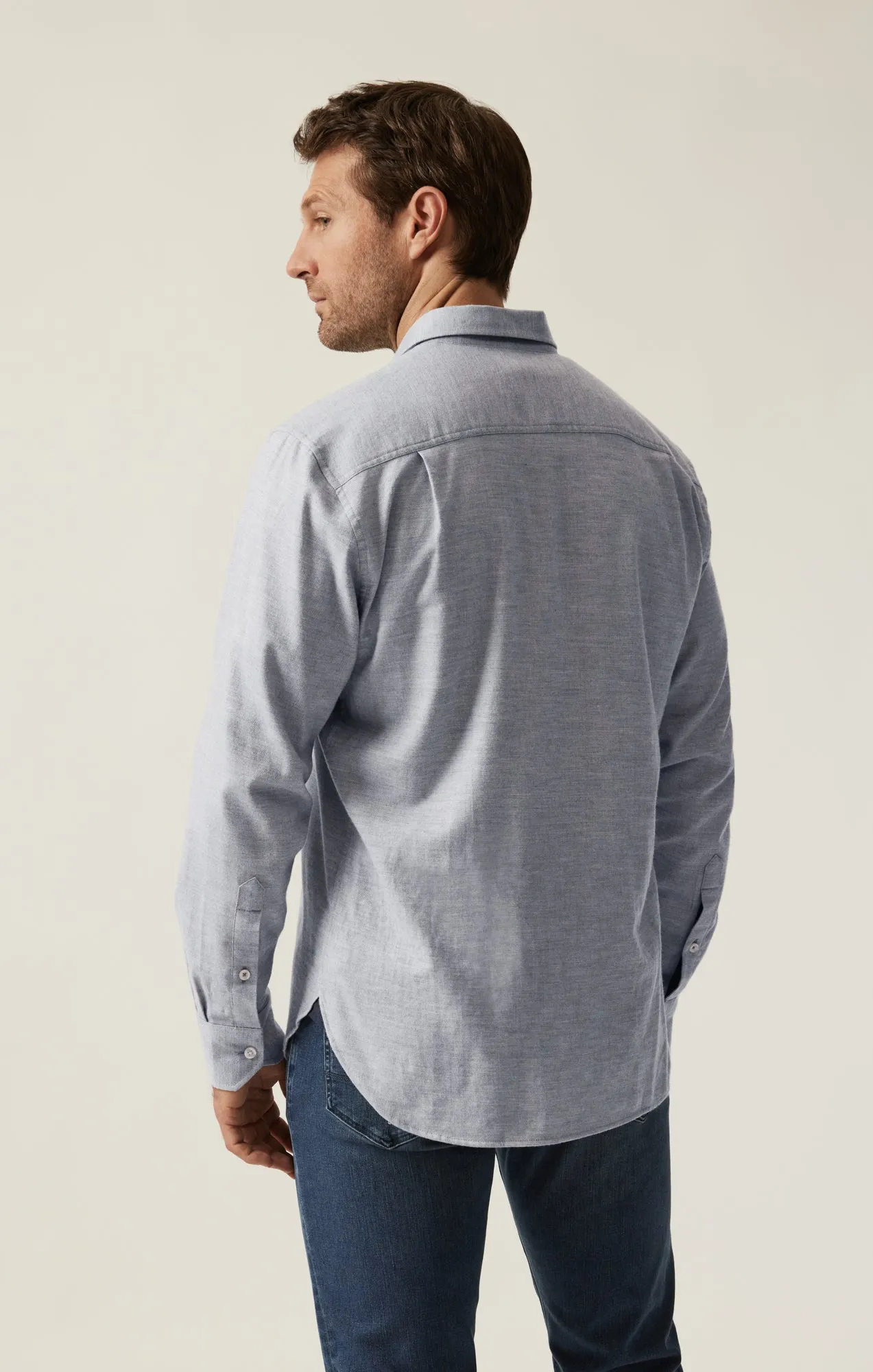 Herringbone Shirt In Grey Melange