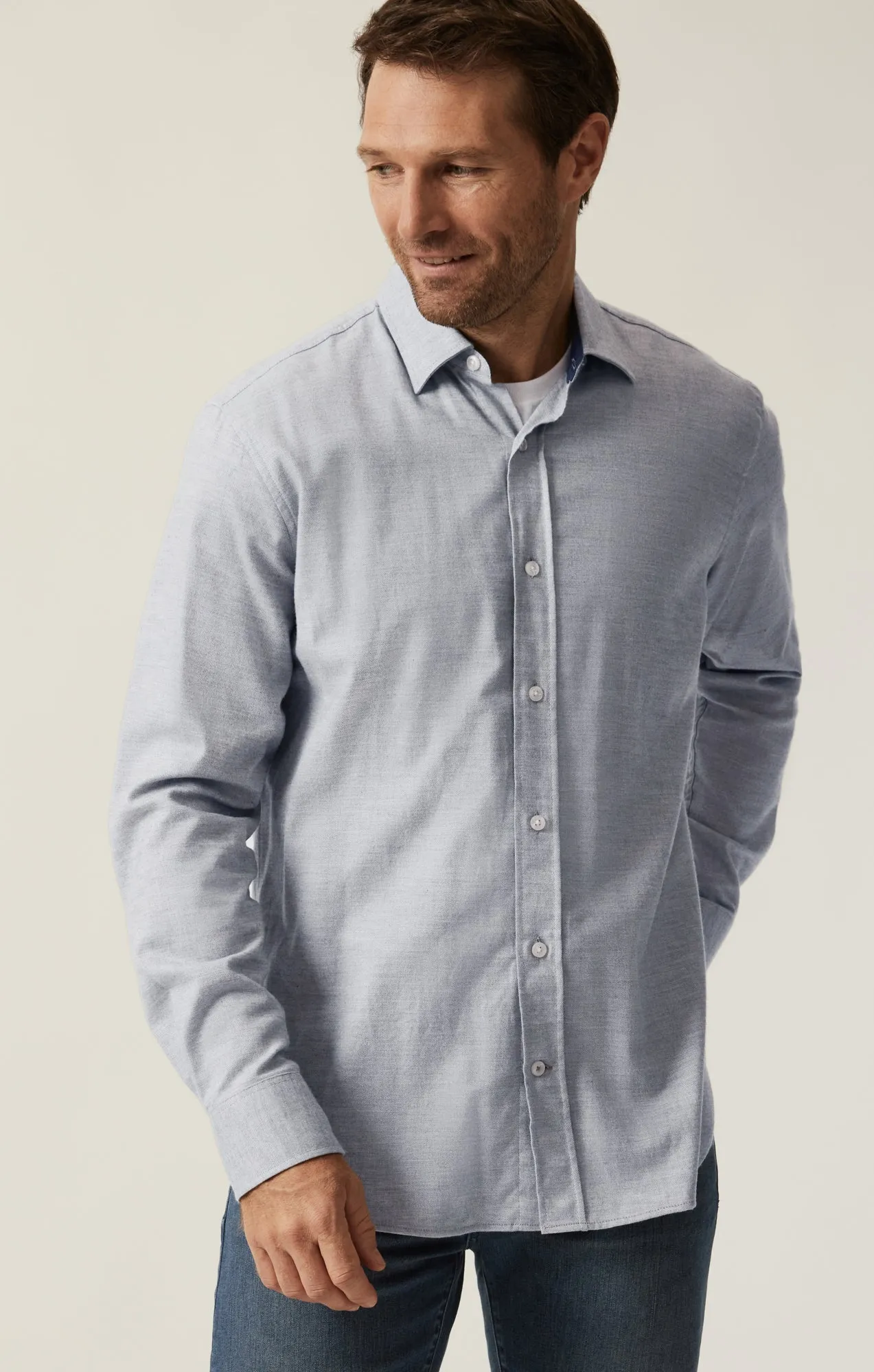 Herringbone Shirt In Grey Melange