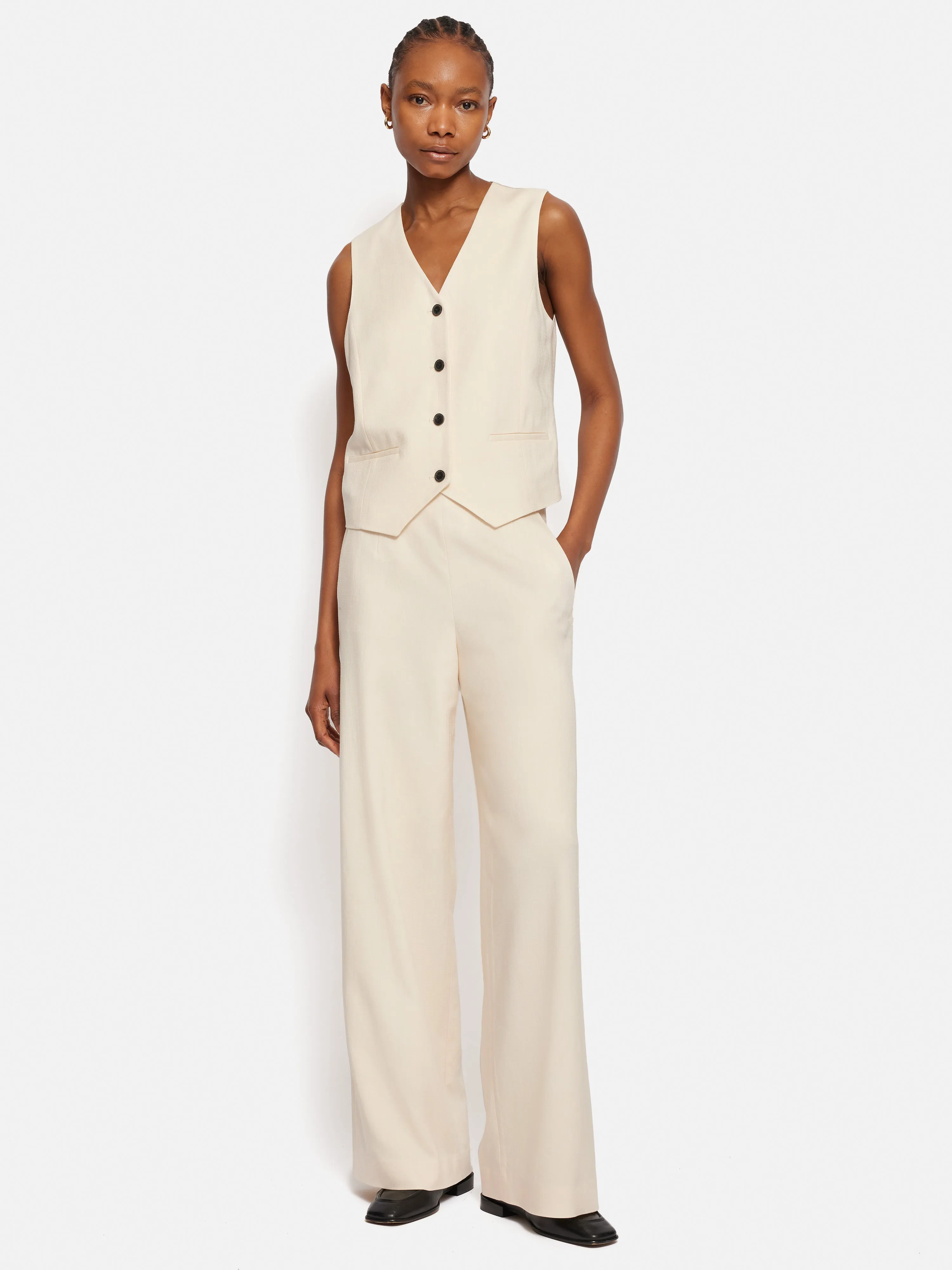 Hopsack Tux Trouser | Cream