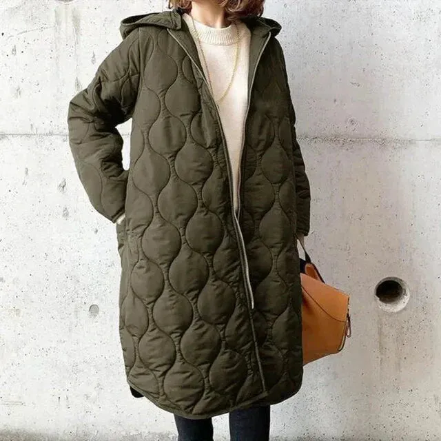 Ivyshape | Classic and Stylish Long Quilted Coat for Women