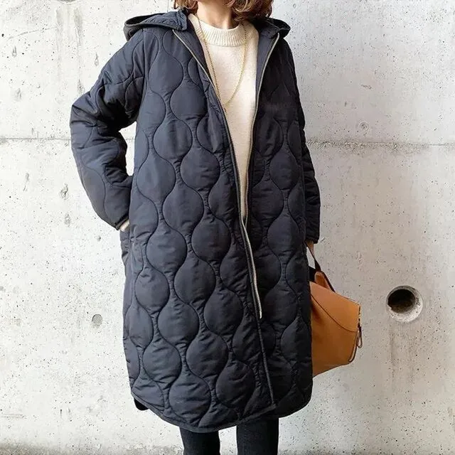 Ivyshape | Classic and Stylish Long Quilted Coat for Women