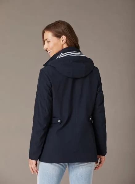 JUNGE - NAVY STRIPE HOOD COAT