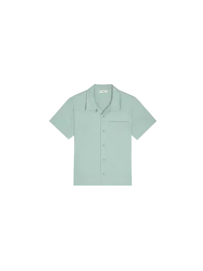 Kids' DNA Aloe Linen Camp Collared Shirt—eucalyptus blue