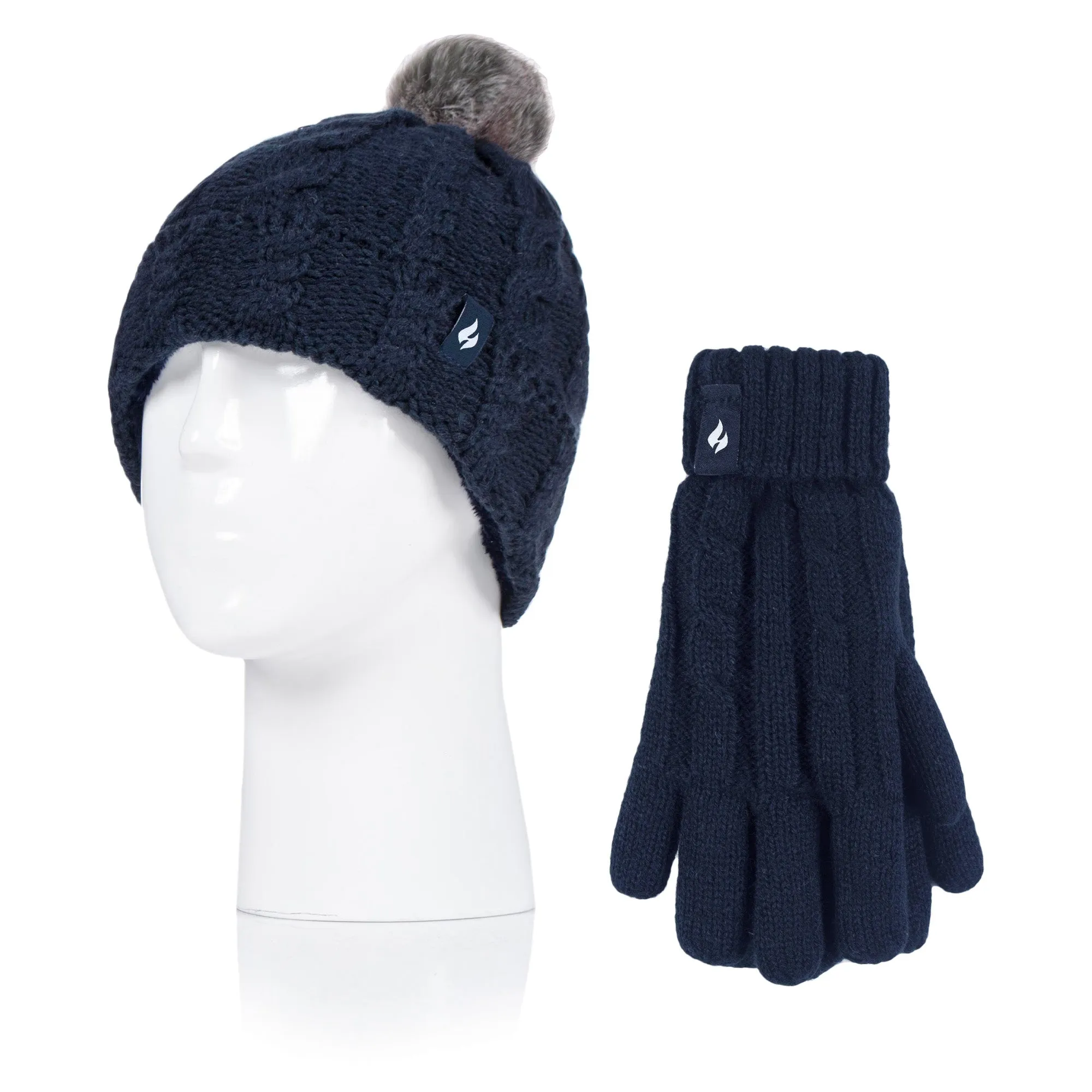 Kids Glacier Peak Hat & Gloves - Navy