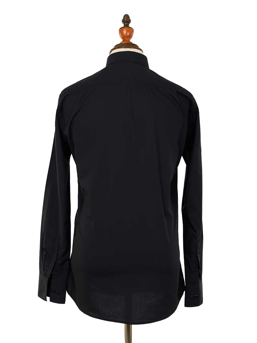 Kings Club Couture Shirt Button Down Regular Fit Game of Kings Black Woven Cotton Blend with Embroidered Logo KCSHG001