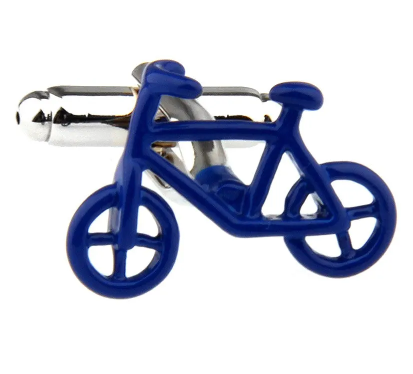 Lake Luzerne Blue Bicycle Rhodium Plated Cufflinks