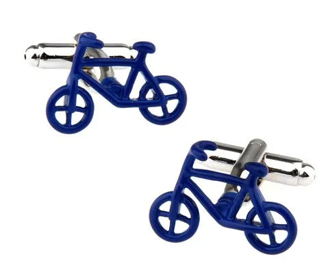 Lake Luzerne Blue Bicycle Rhodium Plated Cufflinks