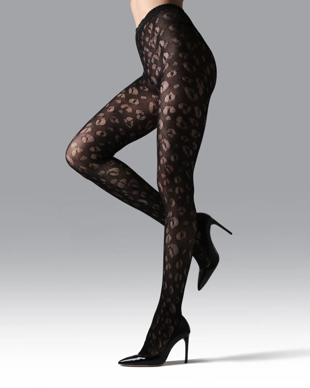 Leopard Print Semi-Opaque Net Tights