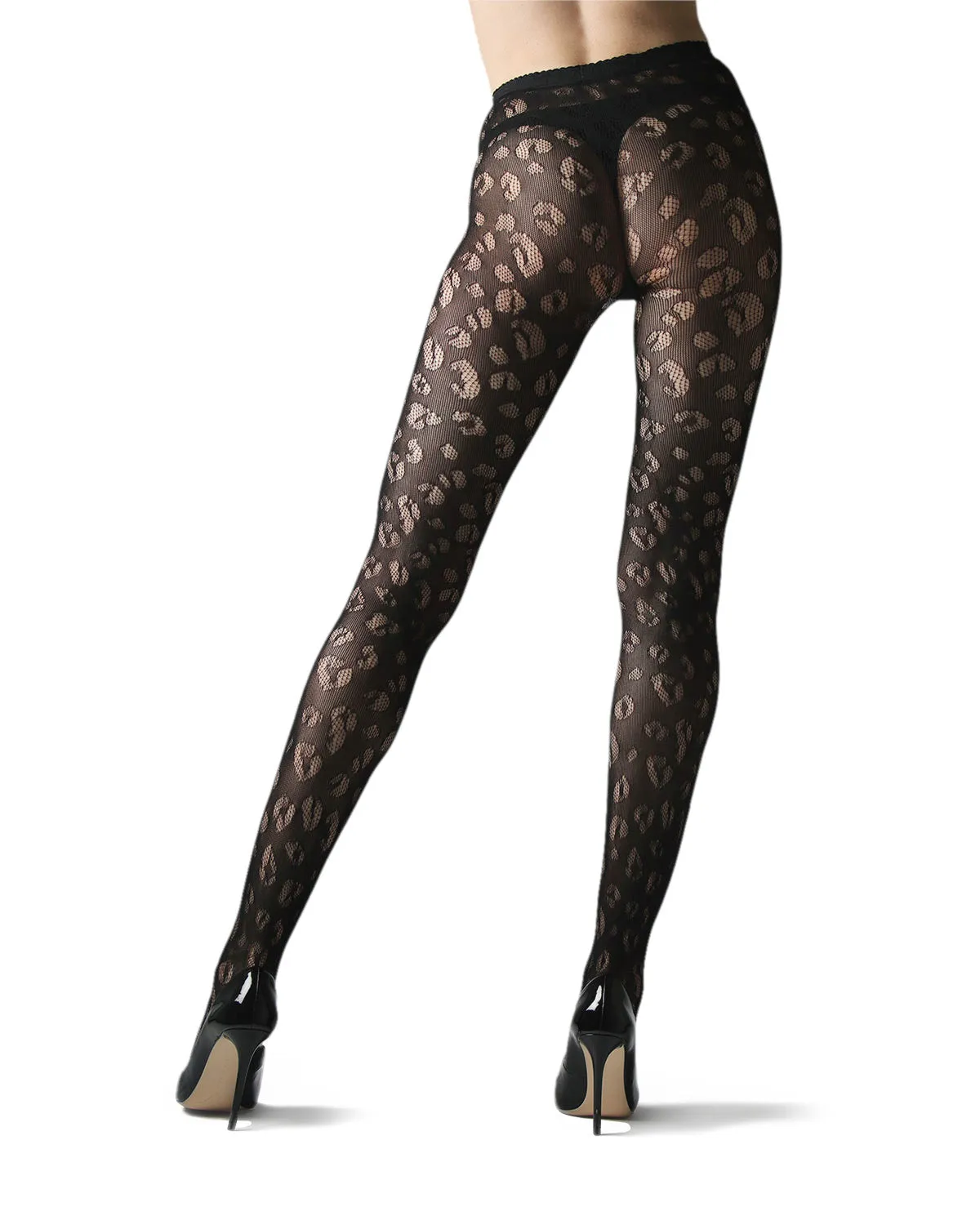 Leopard Print Semi-Opaque Net Tights