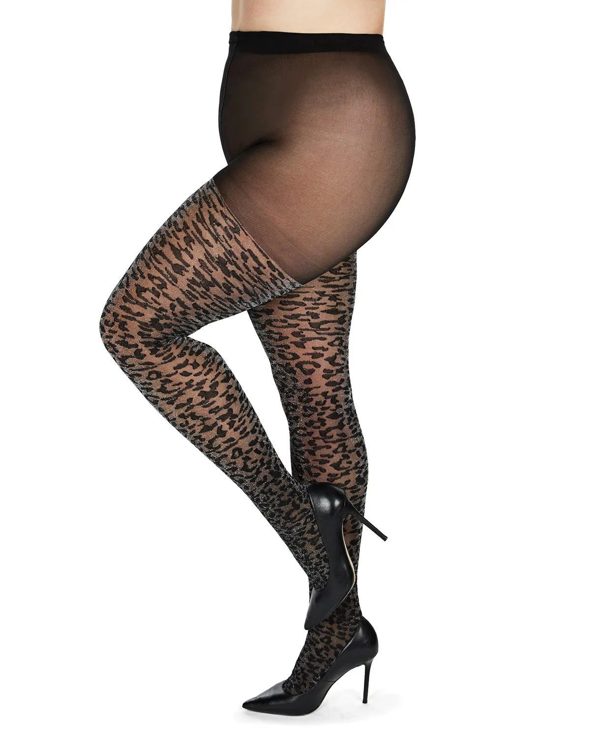 Leopard Print Shimmer Sheer Tights