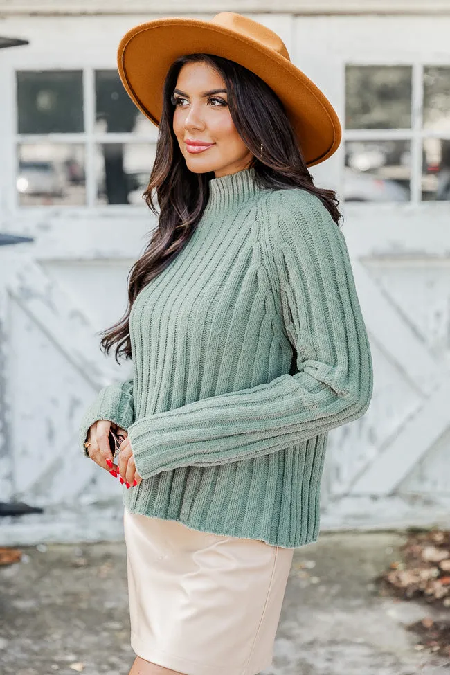 Letting You Go Olive Chenille Turtleneck Sweater  FINAL SALE