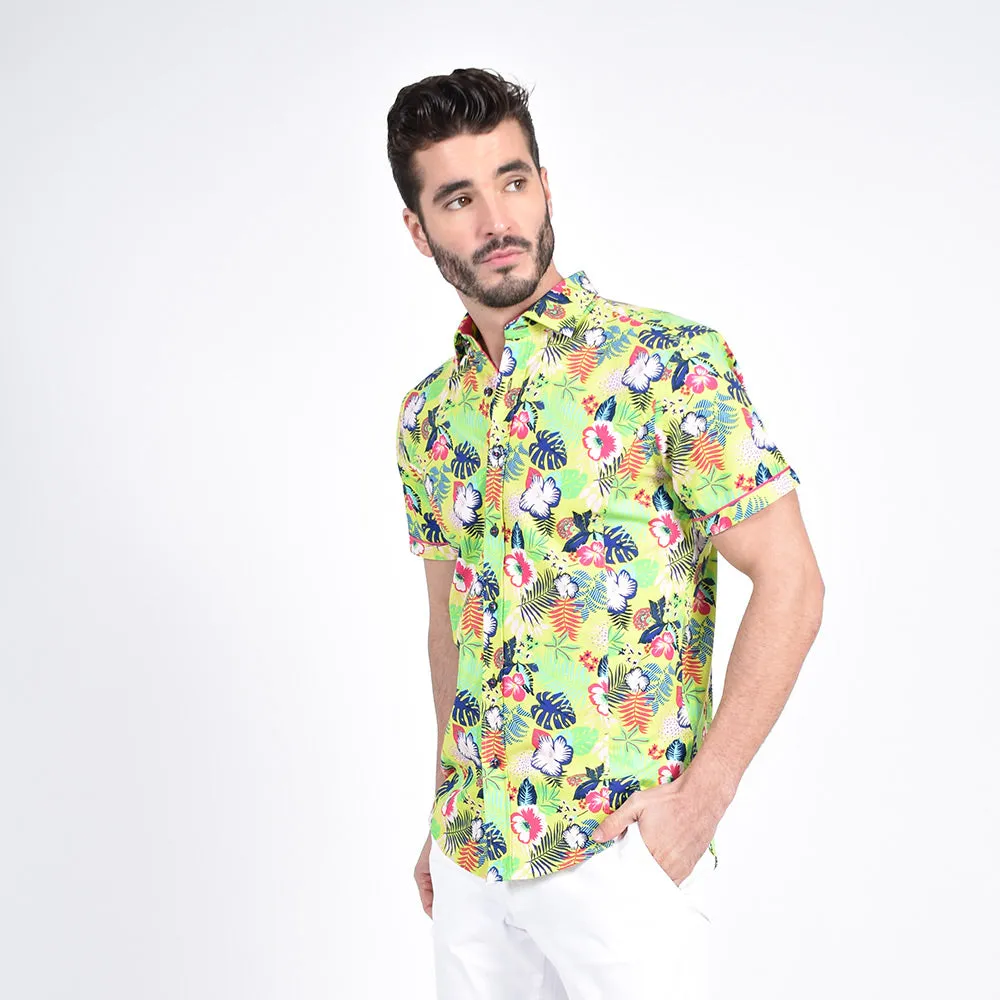 Lime Green Hawaiian Short Sleeve Shirt