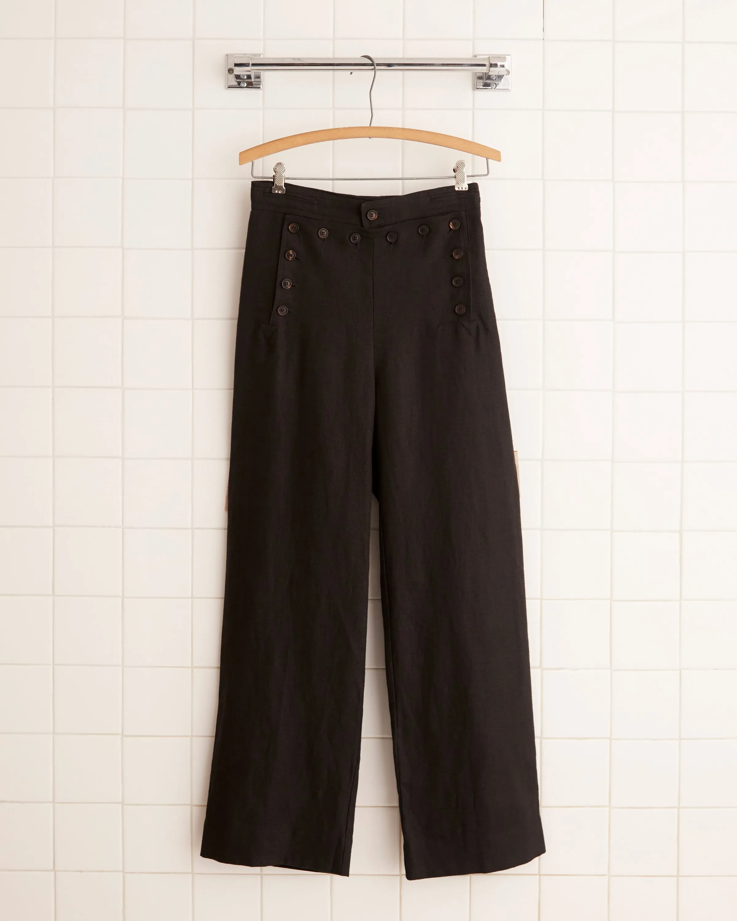 Linen Sailor Trousers - Black