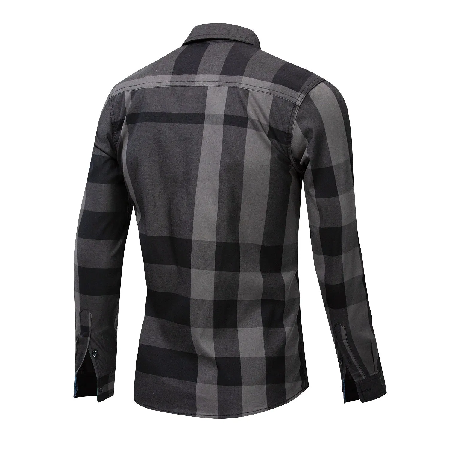 Long-sleeved Shirt Color Matching Plaid Shirt