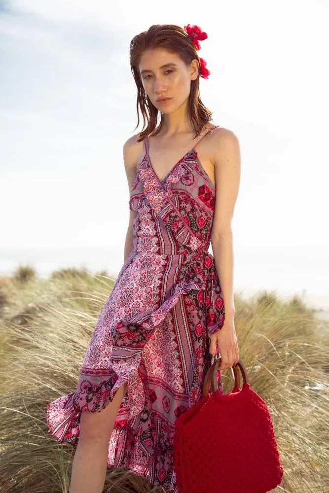 Manon Wrap Dress | Red - Ethically Made