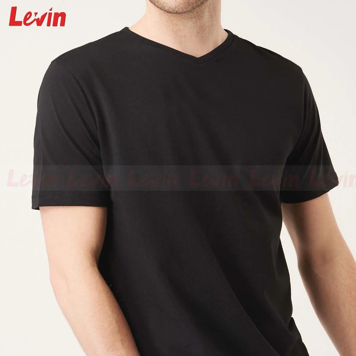 Men V Neck Cotton T Shirt Half Sleeve Basic T-shirt