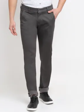 Men's Casual Flat front Dark Grey  Trousers