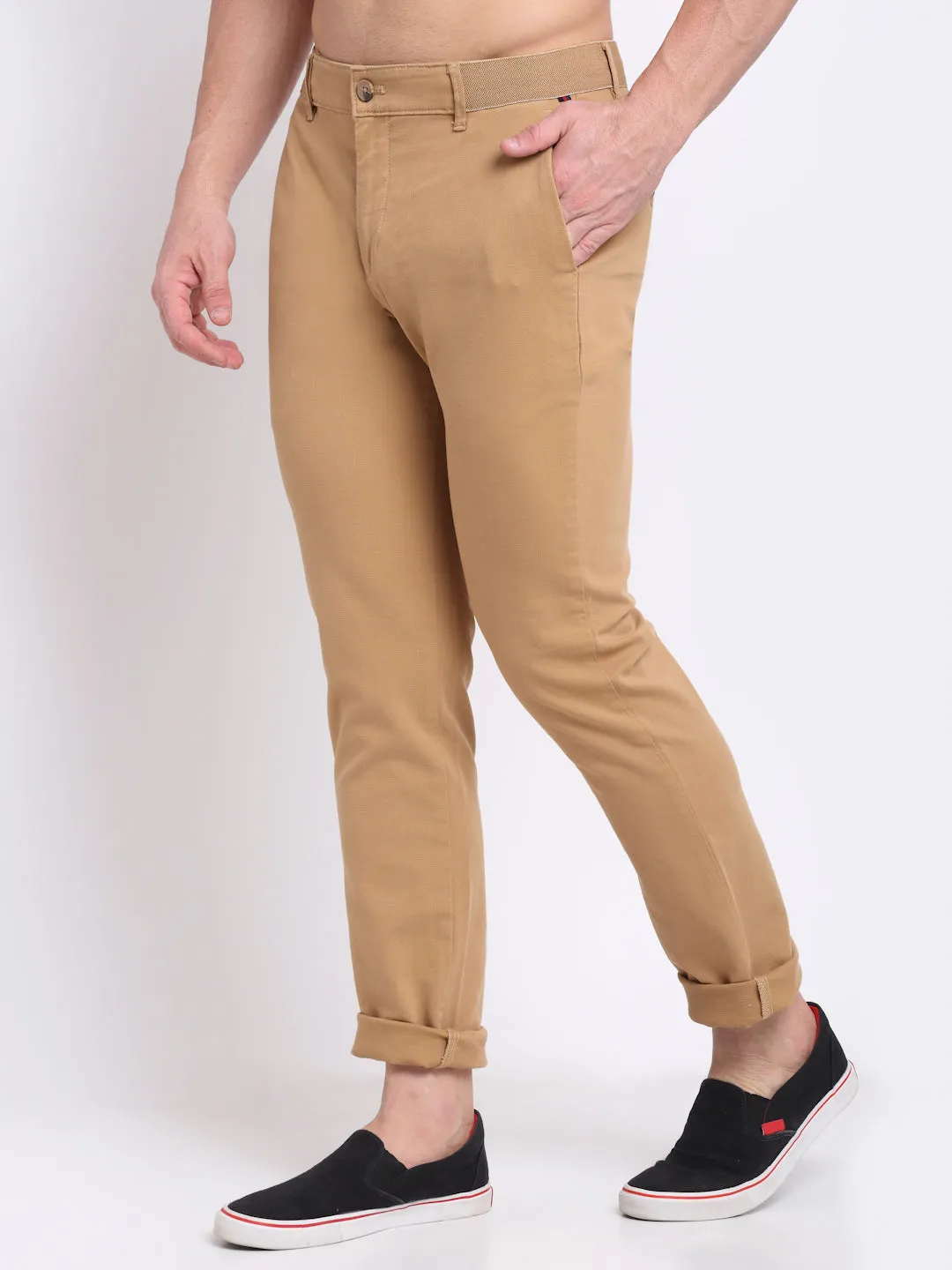 Men's Casual Flat front Khaki  Trousers