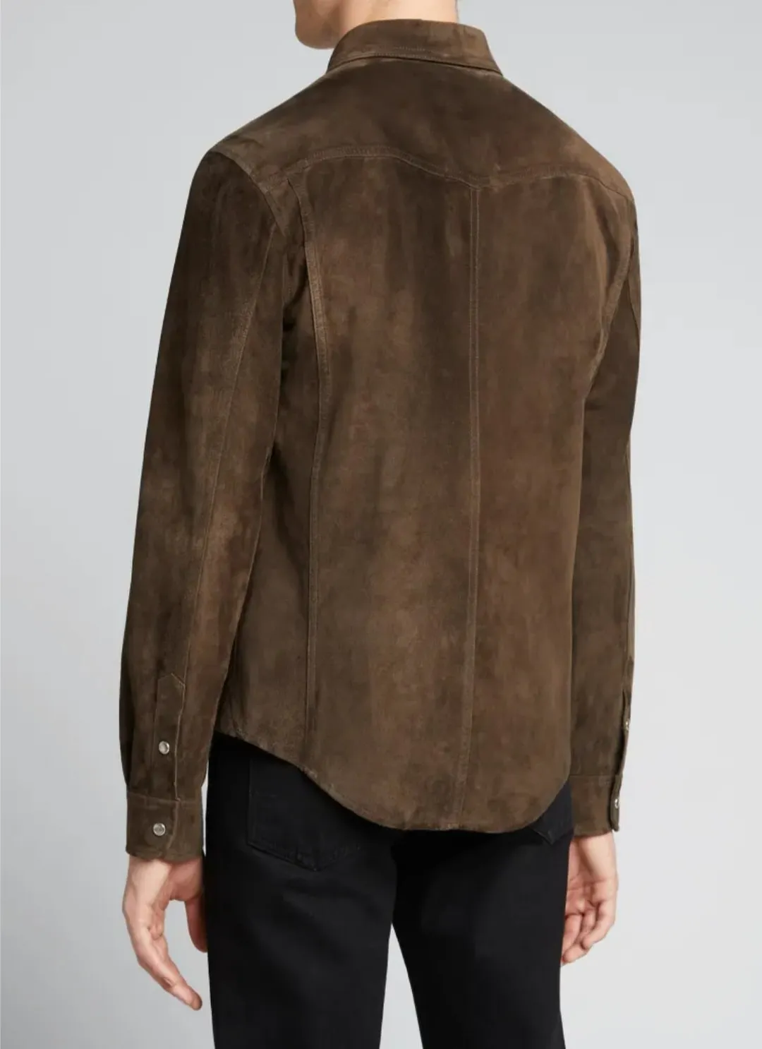 Men’s Classic Chocolate Brown Suede Leather Shirt