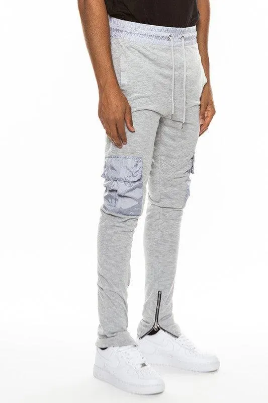 Mens Heathered Cotton Blend Joggers