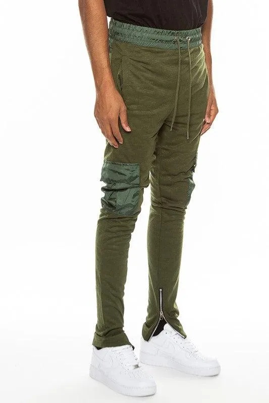 Mens Heathered Cotton Blend Joggers