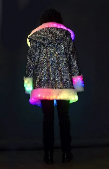 Men's LED Wizard Coat in "White Reptile"