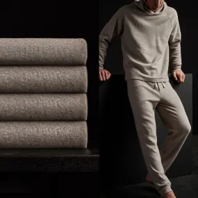 Men's Thermal Knit Lounge Set With Cashmere Blanket - Dapple/Taupe Melange